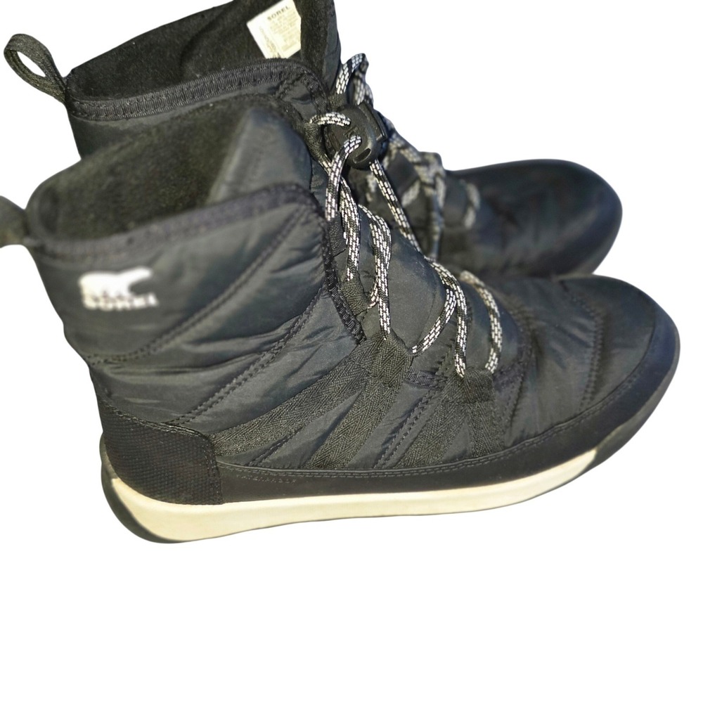 Sorel Whitney II Kids Black Puffer Winter Boots Lace Up Waterproof Youth Size‎ 6